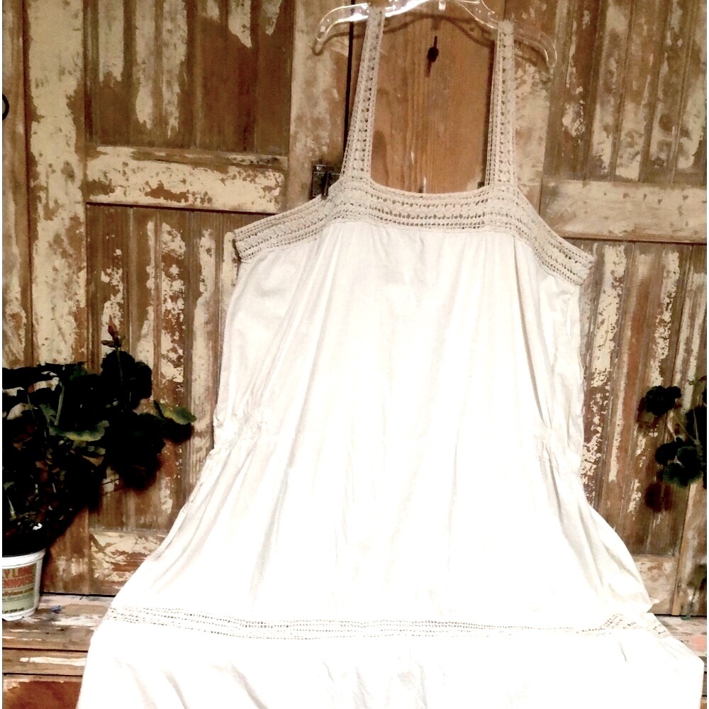 🐑🐑🐇 Magnolia Pearl carlyana poplin antique white paint splattered dress